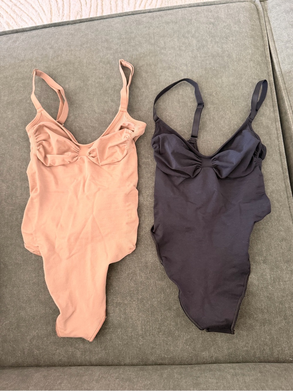 SKIMS Seamless Bodysuit Set in Nude and Black